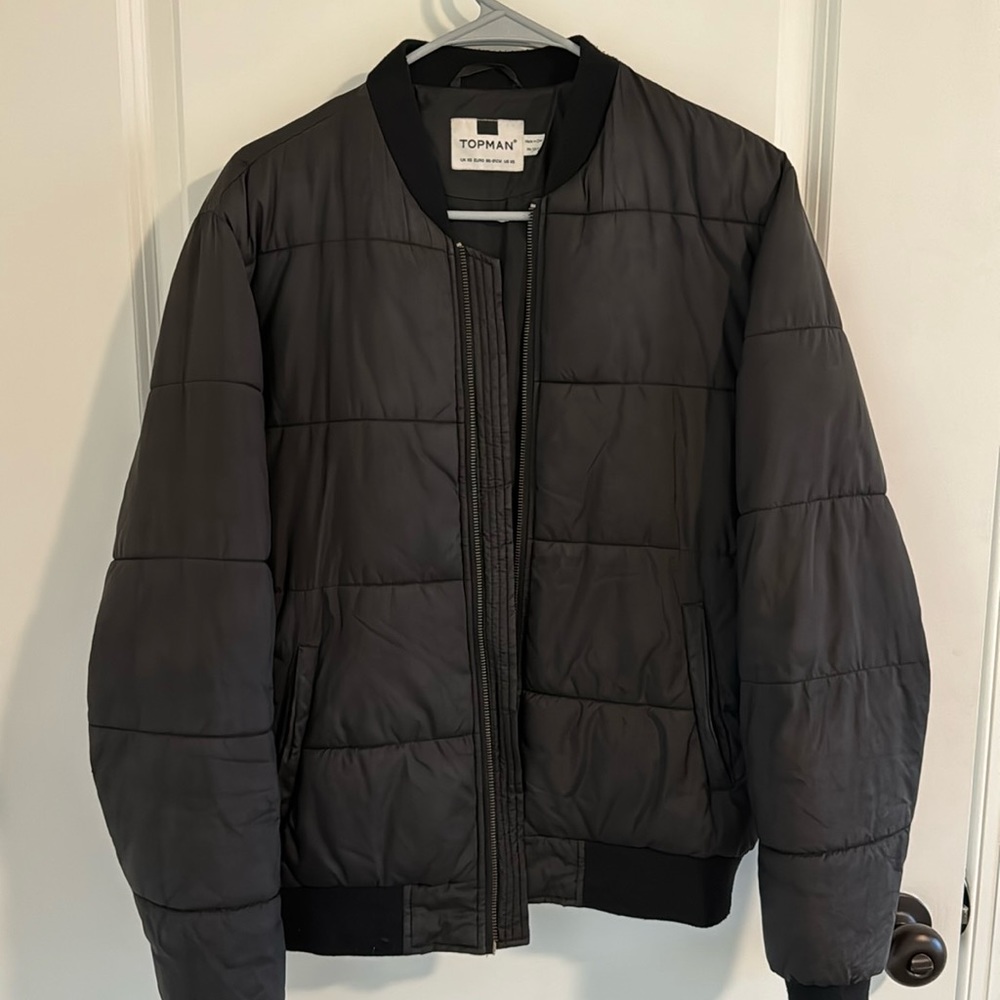 TOPMAN Black Bomber Puffer Jacket